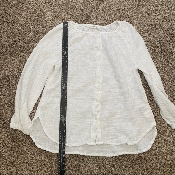 BeachLunchLounge Button-up White Shirt Coverup Size Small Long Sleeve - Picture 6 of 9